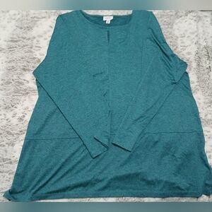 Elegant Teal Long Sleeve Women's Top